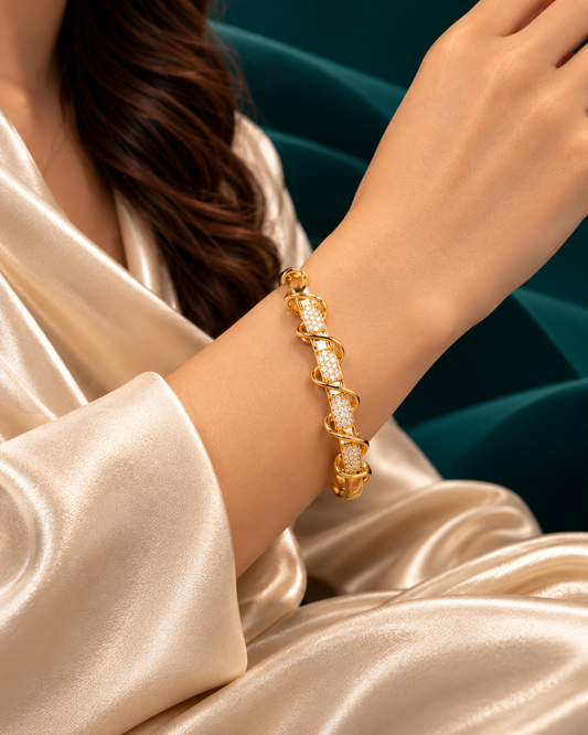 Golden Spiral Luxe Crystal Bracelet