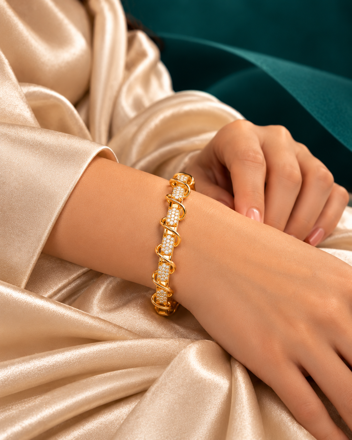 Golden Spiral Luxe Crystal Bracelet