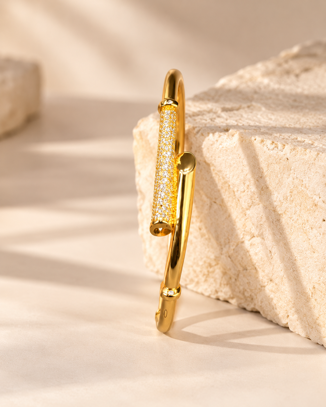 Golden Crystal Open Cuff Bangle