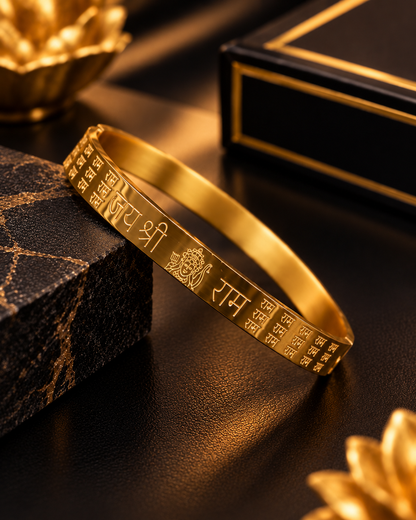 Shree Ram Gold-Tone Engraved Spiritual Kada
