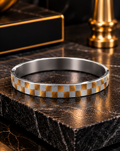Premium Gold & Silver Checkerboard Men's Kada