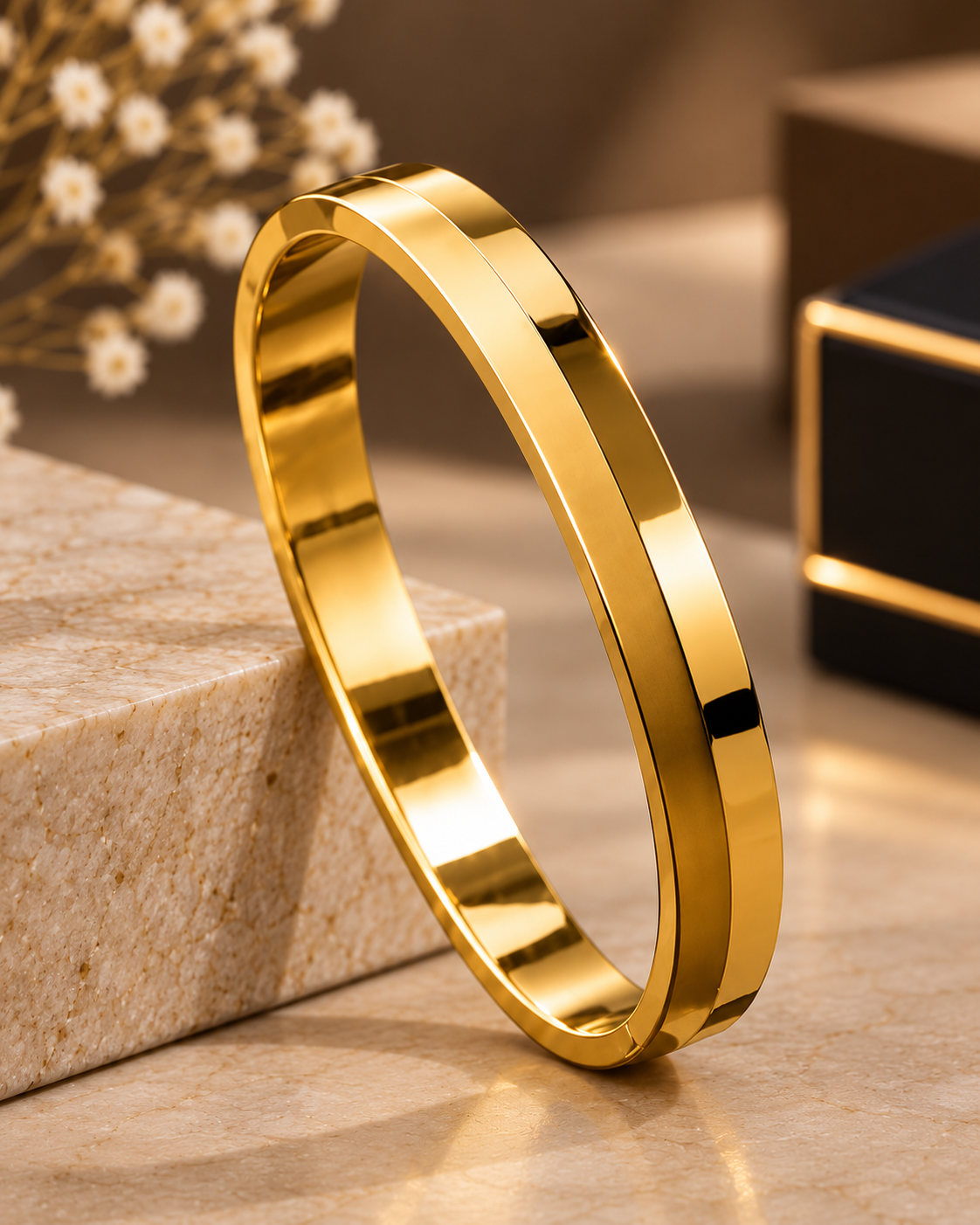 Premium Gold-Tone Classic Plain Men's Kada