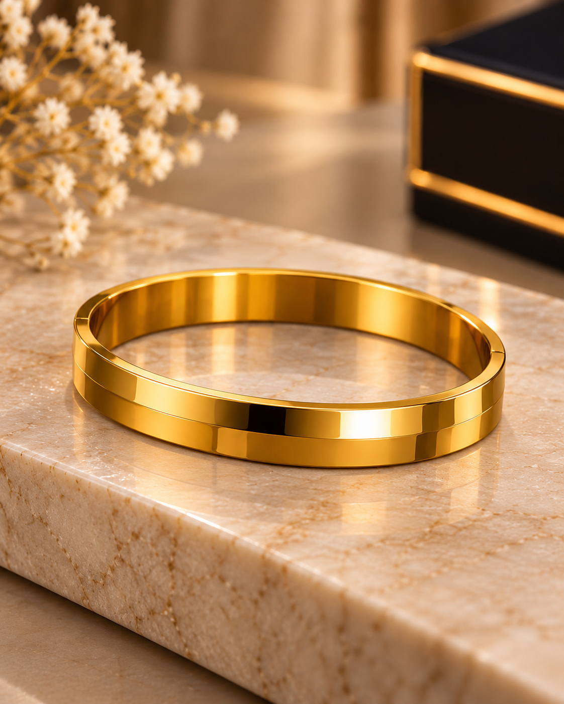 Premium Gold-Tone Classic Plain Men's Kada