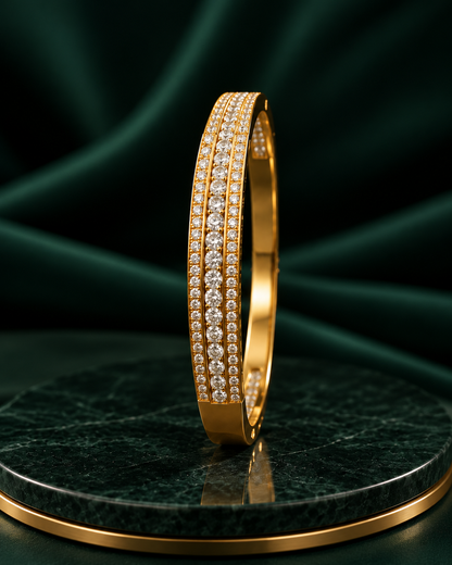 Golden Triple-Line Diamond Bracelet