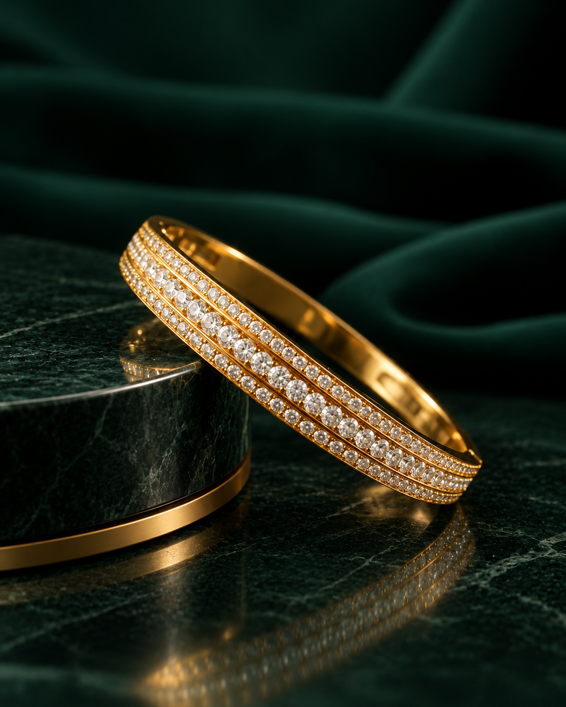 Golden Triple-Line Diamond Bracelet