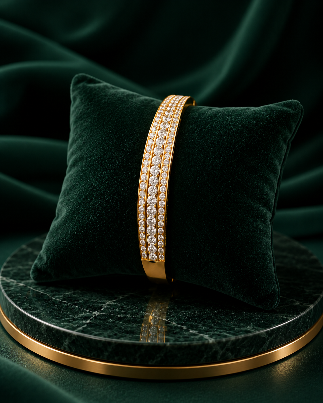 Golden Triple-Line Diamond Bracelet