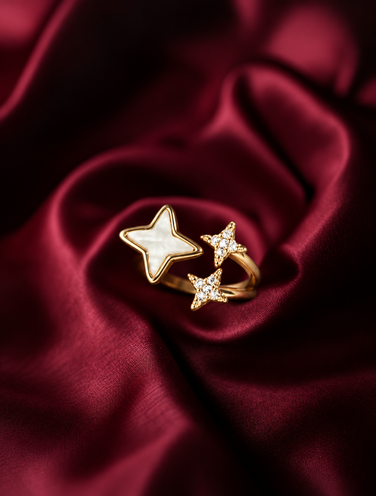 Golden Triple Star Open Ring