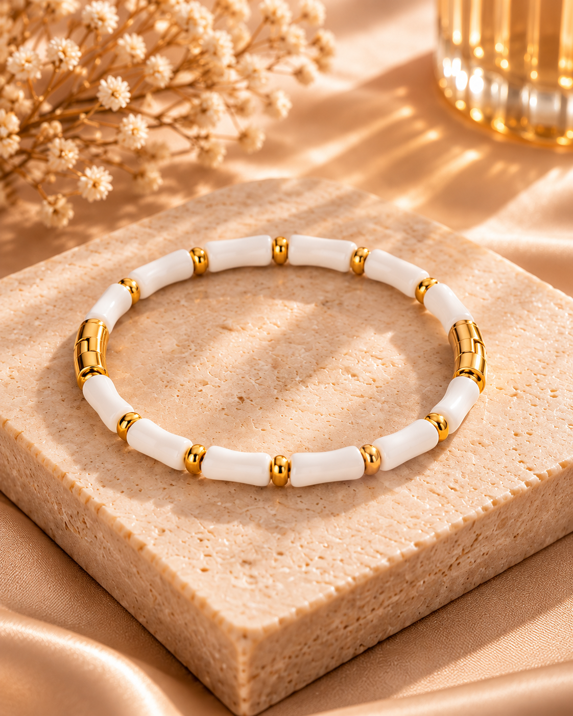 Ivory & Gold Beaded Bracelet