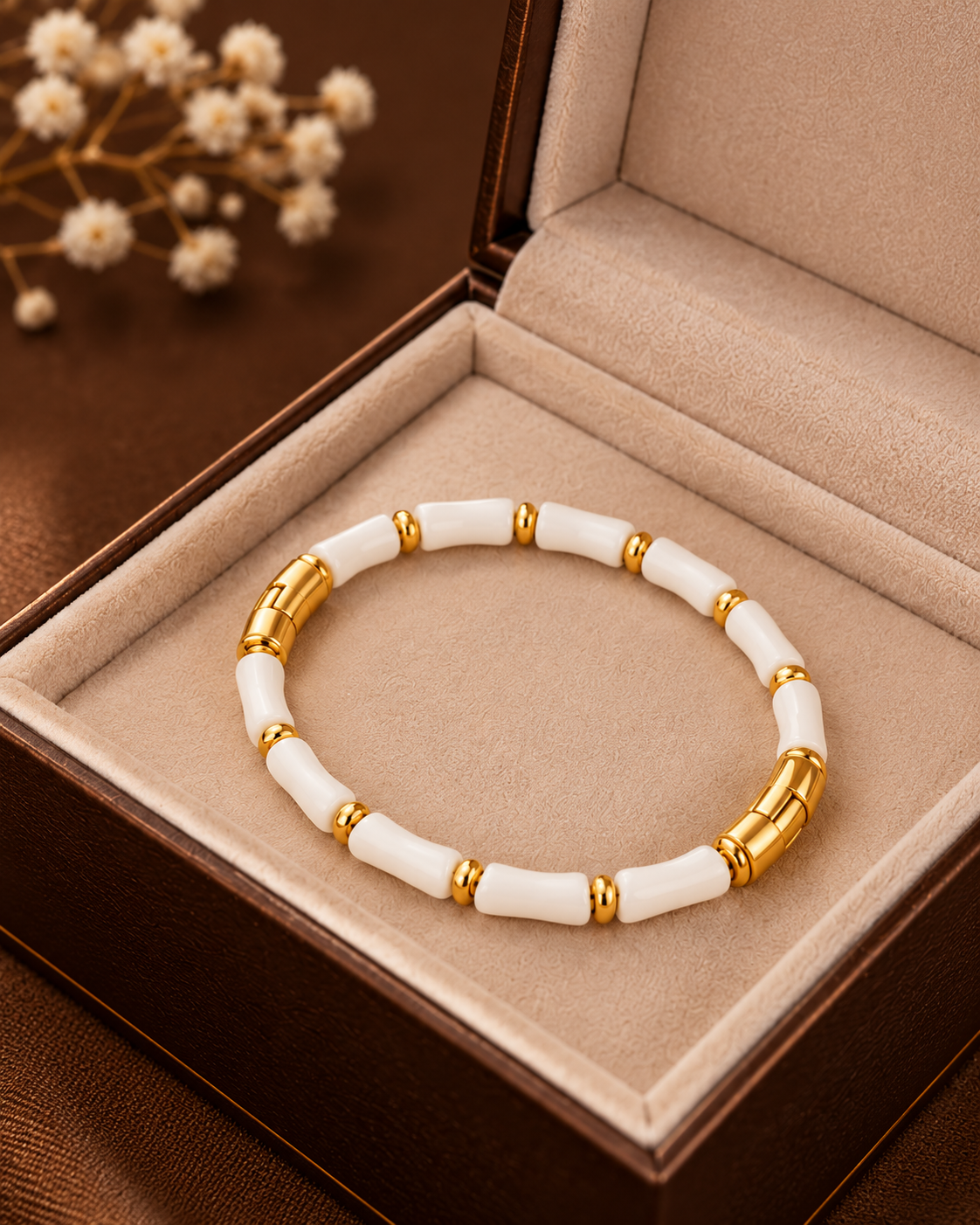 Ivory & Gold Beaded Bracelet