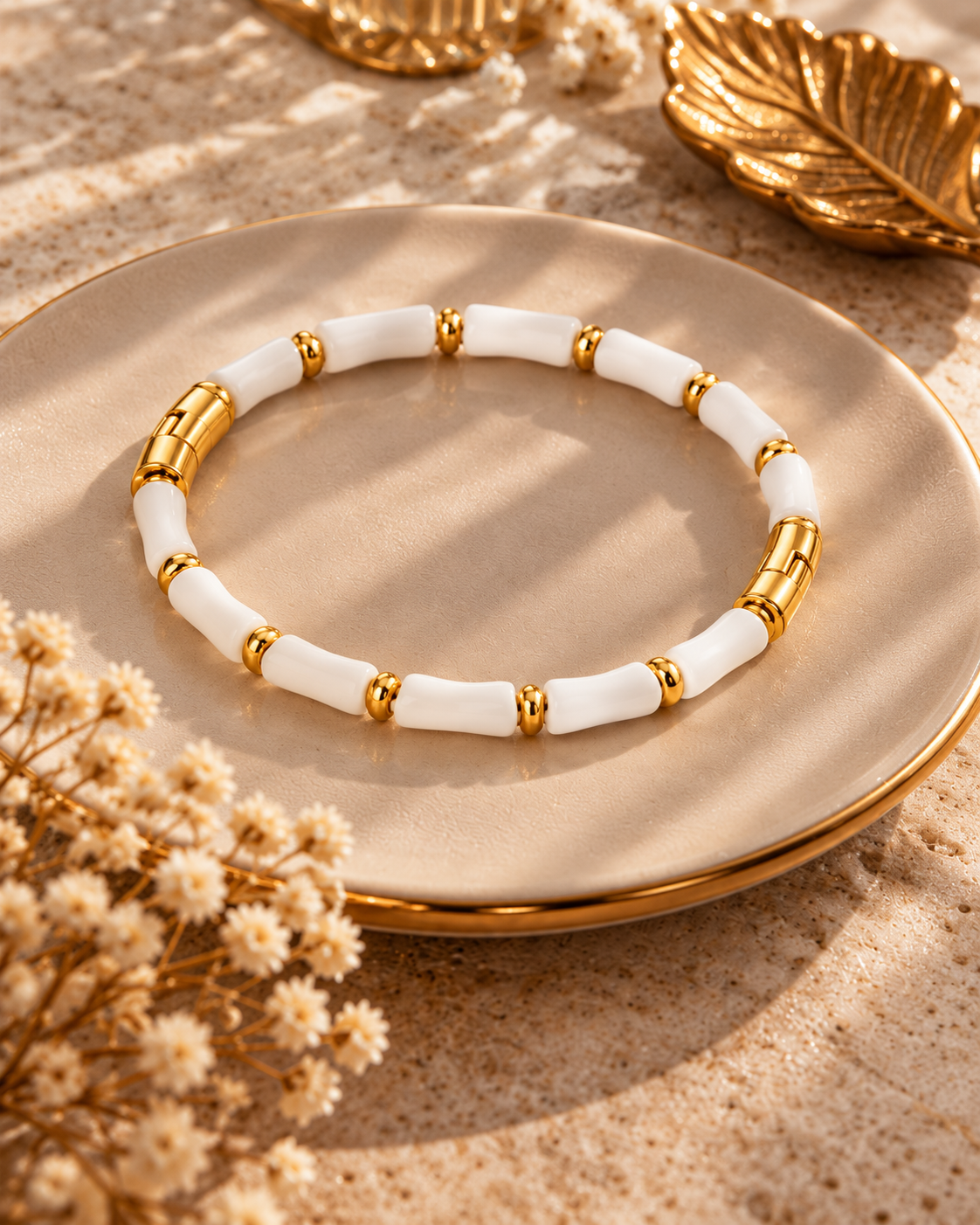 Ivory & Gold Beaded Bracelet