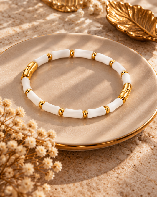 Ivory & Gold Beaded Bracelet